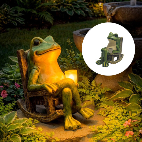 Cute Glowing Frogs With Coffee Cup Solars Light Waterproof-2 2