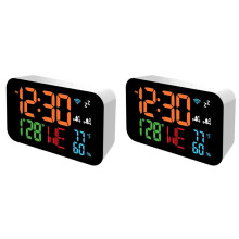 2X Tuya WiFi Uhr Kalender Intelligentes Thermometer Hygrometer mit Digitaler LED-Anzeige Unterstützt WIFI Auto-Kalibrierung