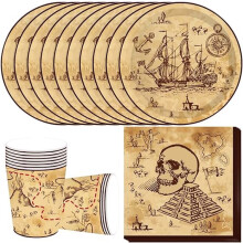 Pirat Treasure SUP Fødselsdagssæt - Kopper, Tallerkener