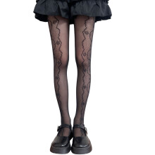 Dames Panty met bloemenkantpatroon Mesh panty Kousen voor-Zwart