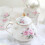 Gold Edged Ceramic Teapot with Infuser-White peony root 500ml 8