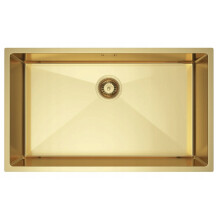 NAYES Einzelbecken-Spüle 74x44, Edelstahl, goldfarbene PVD-Beschichtung