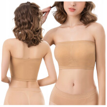 Reggiseno a fascia beige liscio 2XL/3XL