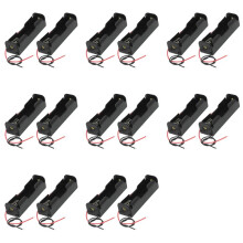 16 Pcs Black 18650 Flat Tip Batteries Battery Holder Case W Wire Leads