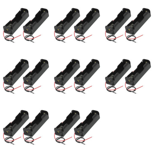16 Pcs Black 18650 Flat Tip Batteries Battery Holder Case W Wire Leads