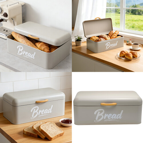 Tin Bread Container Practical Solution Metal Bread Bin With 1