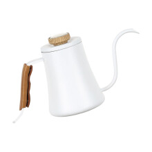 Duurzame metalen koffiebrouwpot 600 ml met warmtedisplay en-Wit