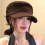 Cotton Linen Pleated Beret Hat With Simple Design Long-Black 8