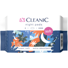 035596 HH Cleanic Blød Nat Sanitetsbind 8 stk (folie)