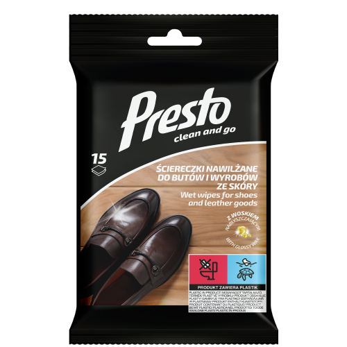 036043 HH Presto vådservietter til sorte sko 15 stk.