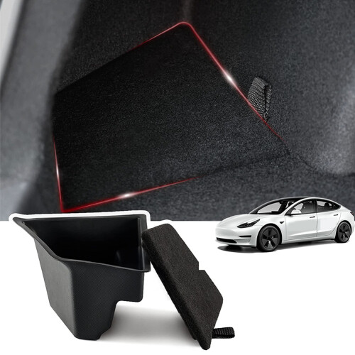 Rear Trunk Organizer Storage Box with Lid, Side Storage Protector Packets, Odorless Side Storage Bins for  Model 3 1