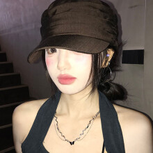 Cotton Linen Pleated Beret Hat With Simple Design Long-Beige