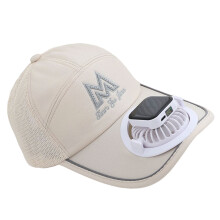 3 Speed Wind Solar Power Fan Hat Baseball Sun Hat for-Beige