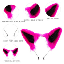Cheveux synthétiques oreilles de loup bandeau Cosplay pour-Rose