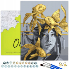 Malen nach Zahlen Frau mit Rahmen 40x50 mit Glanzlack Oh Art