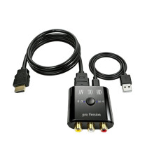 Convertisseur RCA AV Vers Compatible AV/CVSB L/R, Boîtier Vidéo HD 1080p, Prise en Charge NTSC et PAL