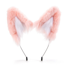 Comfortabele elastische wolvenoren haarband harige-Roze