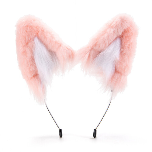 Comfortabele elastische wolvenoren haarband harige-Roze