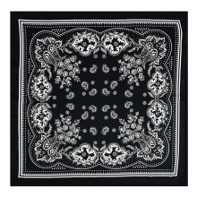 Boheemse halssjaal met kleurblokken 70x70cm vierkante-Zwart