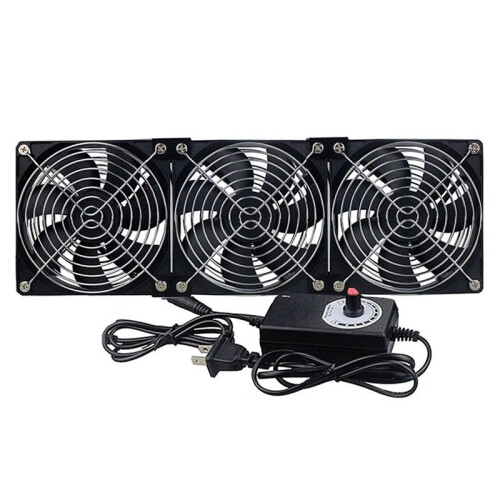 2pcs 3x120mm Computer Fan with AC 100V-240V Speed Controller for Cabinet Cooling Server Workstation Cooling US Plug 1