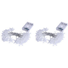 2X 20LED Schneeflocke Schnur Licht Weihnachtsgirlande Fee LED Licht Laternen Weihnachten Outdoor Party Dekor Batterie Power