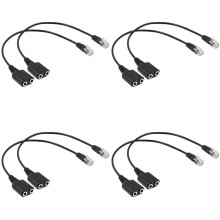 8X Headset Adapter RJ9 Plug Dual 3.5 mm Audio Socket Socket to Plug RJ9 Plug Adapter Converter Cable for Telephone