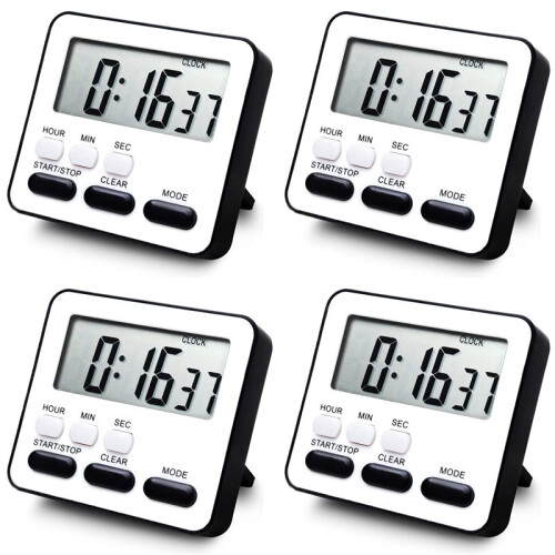 4X Kitchen Timer Count Down Count ,Multifunctional Alarm Clock,Desk Clock,Black 1