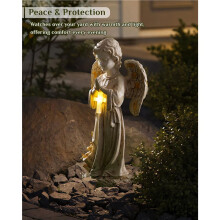 2X Solar Angel Statues for Outside Garden,12 Inch Solar Angel Figurines Light for Cemetery Decorations,Yard Decor