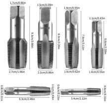 Jeu de 6 Tarauds NPT pour Tuyaux, Outils de Filetage en Acier de Précision pour le Travail Du Bois, pour des Filetages Propres et Précis