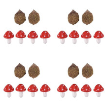 8X Garden Fairy Accessories Resin Hedgehogs and Wood Mushroom Miniature Decorations for Bonsai