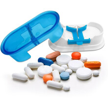 1 Coupe-Comprimés, Séparateur de Comprimés Professionnel à Double Lame, Portable et Compact, Boîte de Rangement pour Médicaments de