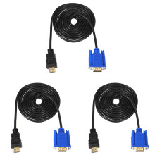 3X HDTV Gold Male to VGA HD-15 Male 15Pin Adapter Cable 6FT 1.8M 1080P