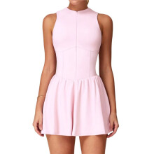 Womens Tennis Dress with Built-in Bra Shorts Zipper Slim Fit A- Hem Skirt Athletic with Pockets M