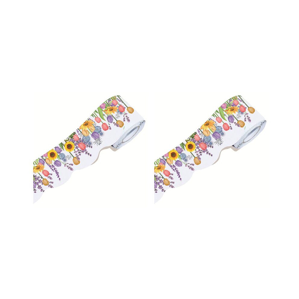 2 Roll Bulletin Board Border Floral Bulletin Border Tulip Flower Trim Border For School Classroom Blackboard Chalkboard 4711115484437