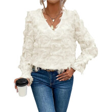 Women'S Tassel Tees Fringe Crew Neck Short Sleeve T Shirt Going Out Tops Streetwear Apricot Color S
