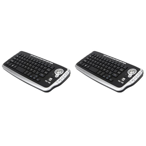 2X 2.4GHz Wireless Keyboard with Trackball Mouse Scroll Wheel Remote Control for Android TV BOX  TV PC Silver