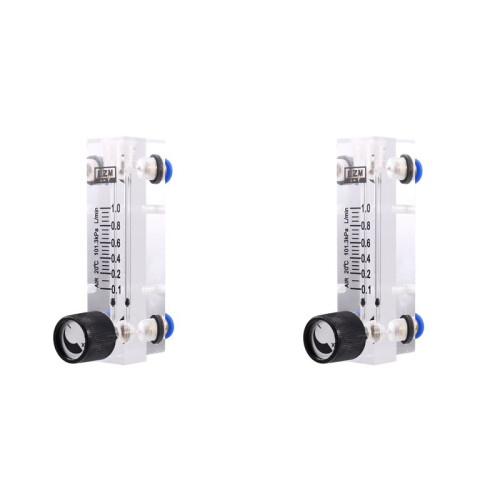 2X 4T 0.1-1L/MIN Acrylic Variable Area Flow Meter Adjustable Panel Mount Gas Rotameter Air Flow Rate Controller