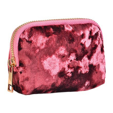 Compact Velvety Jewelry Pouch With Secure Zipper-Peony powder