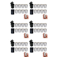 48X Polished 30Ml  Stainless Steel Shot Glass Cup Drinking Wine Glasses with Leather Cover Bag for Home Kitchen Bar