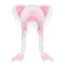 Winterhoed met dierenthema, zacht polyester, ademend,-Wit roze