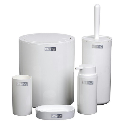 Set da bagno rotondo a 5 pezzi, bianco