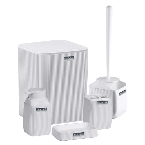 Set da bagno a righe quadrate bianche