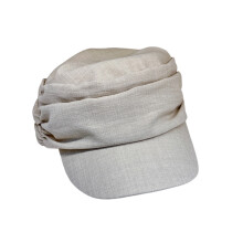 Foldable Cotton Linen Painter Cap For Women Girl Travel-Beige