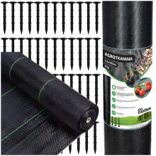Fekete agrotextília gyomlálásra, talajtakarásra, 3,2x100m, 70g-os csapok