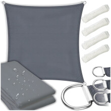 Auvent en toile de protection solaire et UV, gris, imperméable, 4 x 4 m