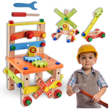 Kinderwerkstatt-Holzset mit kleinen Werkzeugklötzen XXL
