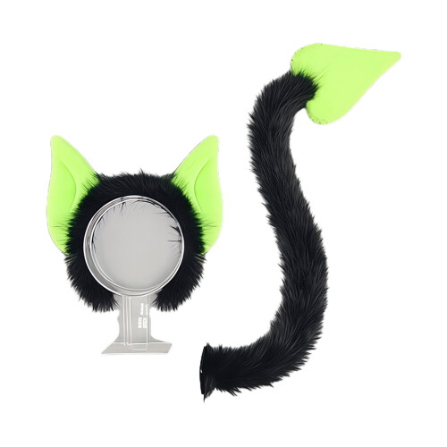 Plush Devil Horn Headbands with Heart Tail 2Pcs Devil-Green set