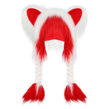 Protective Cold Weather Headwear With Whimsical-White red