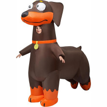 (B) Sausage Dog Inflatable Costume Halloween Carnival Atmosphere Funny Props Festival Stage Performance Double Dog Cosplay Costume