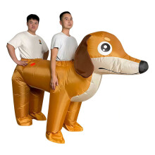 (C) Sausage Dog Inflatable Costume Halloween Carnival Atmosphere Funny Props Festival Stage Performance Double Dog Cosplay Costume